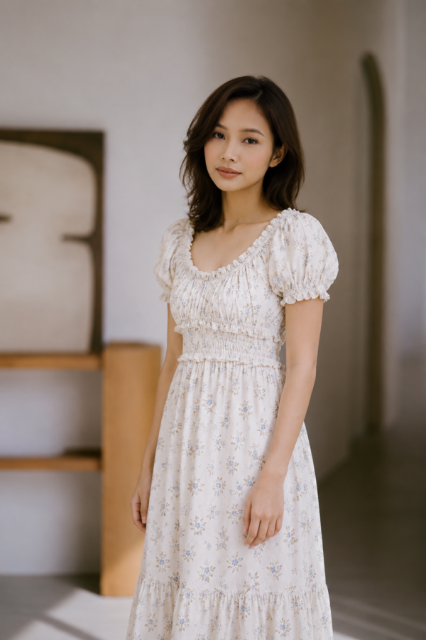 Women Nara Dress (French Ditsy Blue)